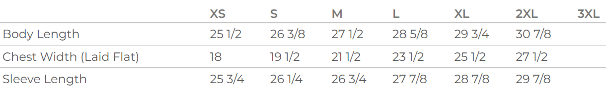 Size chart for a 3739 Bella + Canvas Unisex Sponge Fleece Full-Zip Hoodie